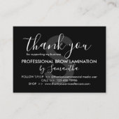 ブラックブローラミネーションアフターケアアドバイスありがとう 名刺 (正面)