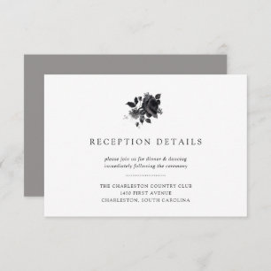 ブラックブーケ水彩フローラ結婚披露宴 招待状