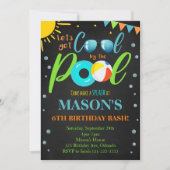 ブラックプクールールパーティー誕生日招待状 招待状 (正面)