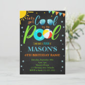 ブラックプクールールパーティー誕生日招待状 招待状 (スタンド正面)