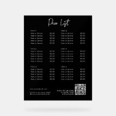 ブラックプライスモダンリストメニューQRコードソーシャルメディア アクリルサイン (正面)
