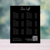 ブラックプライスモダンリストメニューQRコードソーシャルメディア アクリルサイン (ニュートラル)