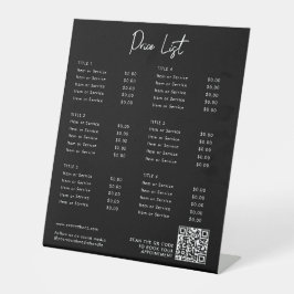 ブラックプライスモダンリストメニューQRコードソーシャルメディア 台座サイン