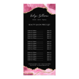 ブラックプライスリストに載ったホットピンク色のアゲート ラックカード