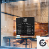 ブラックプライスリスト｜カスタムビジネスロゴ ウィンドウサイン (カフェ窓)