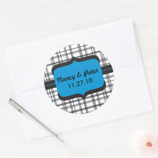 ブラックプライドとブルー結婚ズモノグラム ラウンドシール (封筒)