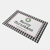 ブラックプライドモダンタイプライターメリークリスマス ドアマット (アングル)