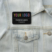 ブラックプラスチック名タグピンまたはマグネットカスタムロゴ 名札 (インサイチュ)