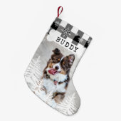 ブラックプラ素朴イド松の木犬の骨ペット写真 スモールクリスマスストッキング (正面 (吊り時))