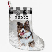 ブラックプラ素朴イド松の木犬の骨ペット写真 スモールクリスマスストッキング (正面)