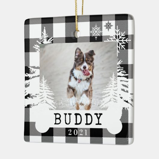 ブラックプラ素朴イド松の木犬の骨ペット写真 セラミックオーナメント (左)