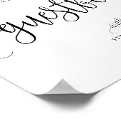 ブラックプリティーカリグラフィースクリプト結婚式ゲストブック ポスター (角)