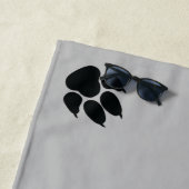 ブラックプリンセスクラウン及び名前をカスタムする付き犬の足 ビーチタオル (インサイチュ)