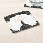 ブラックプリンセスフローラキンセアニラ スクエアペーパーコースター (アングル)