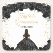 ブラックプリンセスフローラキンセアニラ スクエアペーパーコースター (正面)