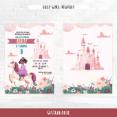 ブラックプリンセスライディングユニコーンパーティの招待状 招待状