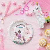 ブラックプリンセスライディングユニコーン紙プレート ペーパープレート (パーティー)