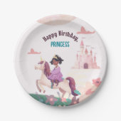 ブラックプリンセスライディングユニコーン紙プレート ペーパープレート (正面)