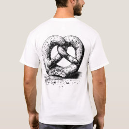 ブラックプリントプレーンスケッチプレッツェルフロント&バック Tシャツ