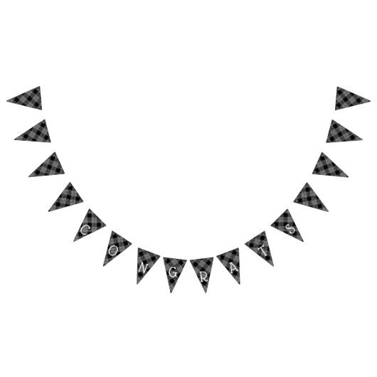 ブラックプレイドおめでとうバンティングバナー バンティングフラッグ (全)