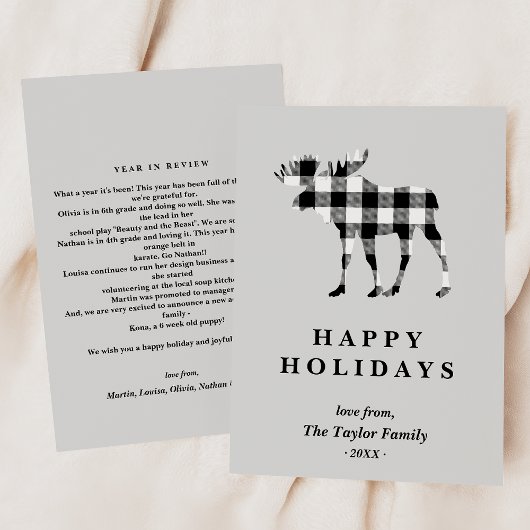 ブラックプレイドクリスマスムース家族ニュースレター シーズンカード