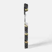 ブラックプレイドゴールデン蝶iPhone 14ケース iPhoneケース (左側面)