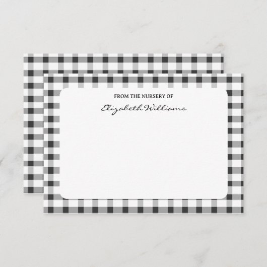 ブラックプレイドチェック個人文房具ノートカード サンキューカード (正面/裏面)