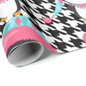 ブラックプレイドピンクペンギンラッピング紙 ラッピングペーパー (ロールコーナー)