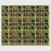 ブラックプレイドホリーベリークリスマス ラッピングペーパー (フラット)