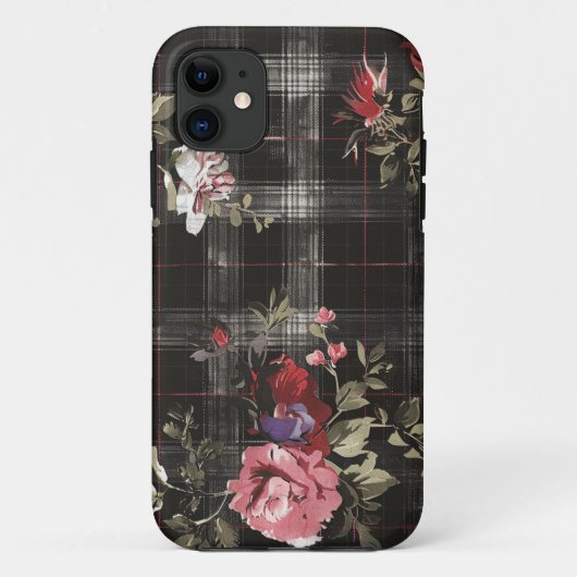 ブラックプレイドレッドローズ Case-Mate iPhoneケース (裏面)