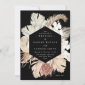 ブラックプレミアムパンパスグラスフォーマル春の結婚式 招待状 (正面)
