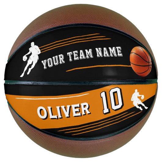 ブラックプレーヤーチーム名番号シルエットストライプ バスケットボール (正面)