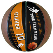 ブラックプレーヤーチーム名番号シルエットストライプ バスケットボール (縦)