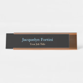 ブラックプレーンエレガントミニマモダンリスト デスクネームプレート (正面)