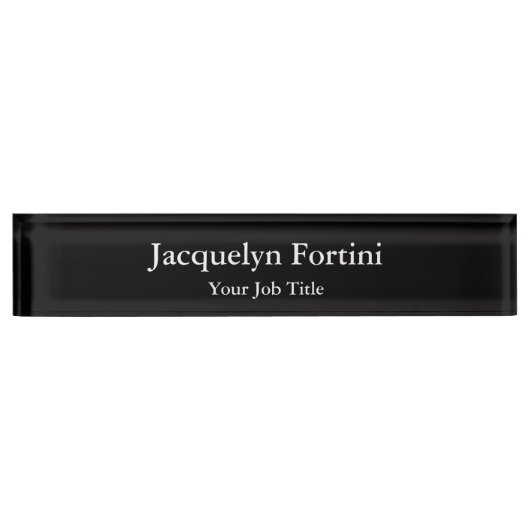 ブラックプレーンエレガントミニマモダンリスト デスクネームプレート (正面)