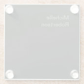 ブラックプレーンミニマリスト独自の名前を追加 ガラスコースター (裏面)