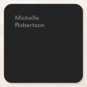 ブラックプレーンミニマリスト独自の名前を追加 スクエアペーパーコースター (正面)