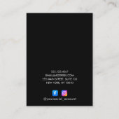 ブラックプレーン署名用イヤリングジュエリーロゴ 名刺 (裏面)