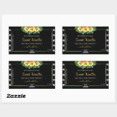 ブラックプロダクトラベルグリーンイエローローズジュエリーロゴ 長方形シール (シート)