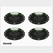 ブラックプロダクトラベルグリーンホワイトローズジュエリーロゴ 楕円形シール (シート)