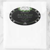 ブラックプロダクトラベルグリーンホワイトローズジュエリーロゴ 楕円形シール (バッグ)