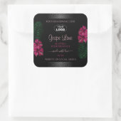 ブラックプロダクトラベルワインレッドハワイアンフラワーロゴ スクエアシール (バッグ)