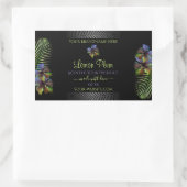 ブラックプロダクトラベル黄色の紫色のハワイの花 長方形シール (バッグ)