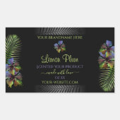 ブラックプロダクトラベル黄色の紫色のハワイの花 長方形シール (正面)