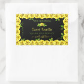 ブラックプロダクト包装ラベル上の黄色のローズフレーム 長方形シール (バッグ)