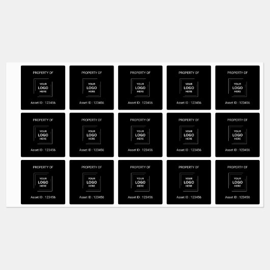 ブラックプロフェッショナルカスタムアセットIDビジネスロゴ ラベル (シート)