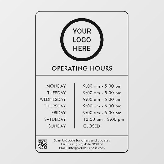 ブラックプロフェッショナルビジネスロゴ営業時間 ウィンドウサイン (シート)