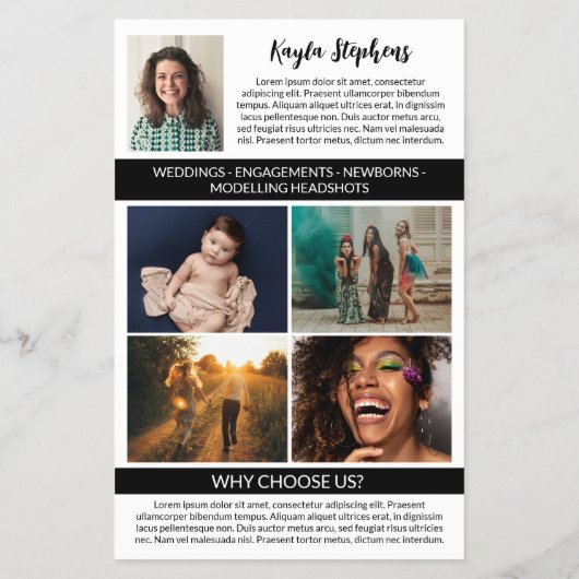 ブラックプロフェッショナルフォトグラファーのロゴビッグフォト チラシ (裏面)