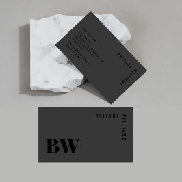 ブラックプロフェッショナルモノグラシンプルムモダンミニマル 名刺