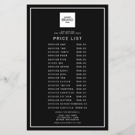 ブラックプロフェッショナルロゴの美容価格サービスリスト チラシ